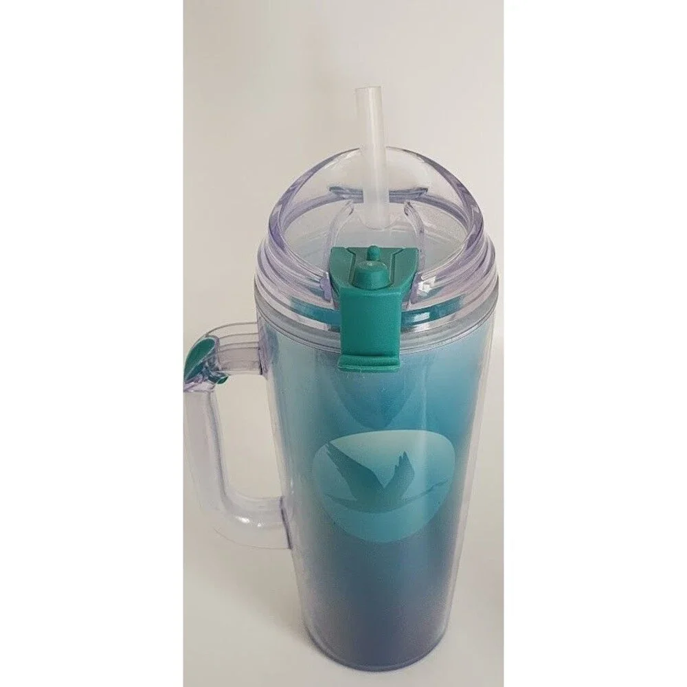 Wawa Tumbler Cold Cup Reusable Straw Lid 24 oz Summer Mug Blue Ombre Goose Logo